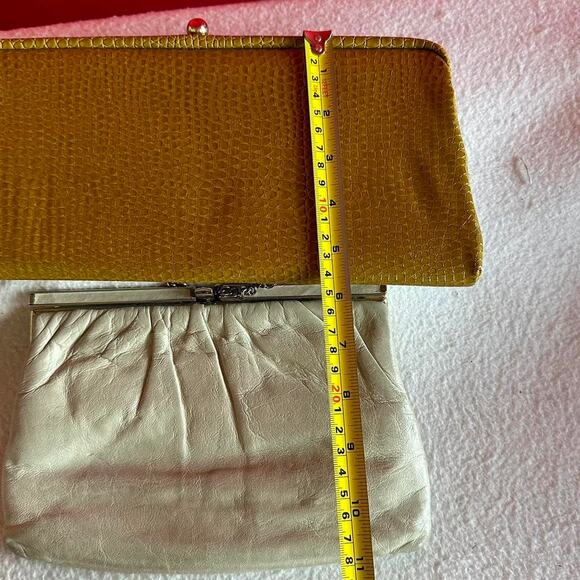 Vintage Purses Clutch Cream Golden Yellow Retro Classic Grandmacore Handbags - Picture 8 of 8